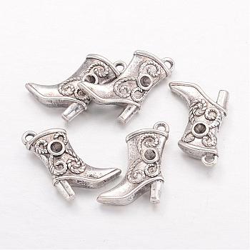 Tibetan Style Alloy Pendant Rhinestone Settings, Boot, Lead Free & Cadmium Free, Antique Silver, 20x14x4mm, Hole: 1mm, about 374pcs/1000g, Fit for 2mm rhinestone