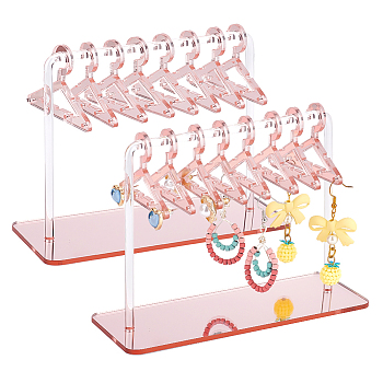 Acrylic Earring Display Stands, Earring Organizer Holder, Coat Hanger Shapes, Misty Rose, Finished Product: 15x6x11.7cm, about 10pcs/set
