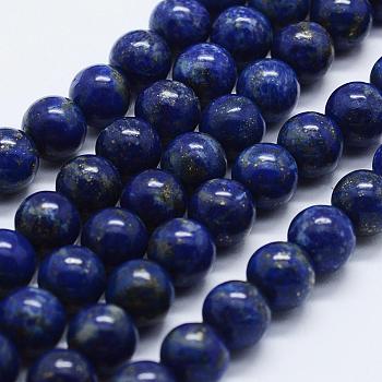 Natural Lapis Lazuli Beads Strands, Round, 8mm, Hole: 0.5mm, about 50pcs/strand, 15.35 inch(39cm)