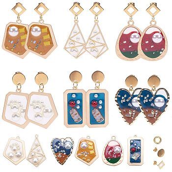 SUNNYCLUE DIY Earring Making, with Epoxy Resin Pendants, Alloy Findings and 304 Stainless Steel Stud Earring Findings, Golden