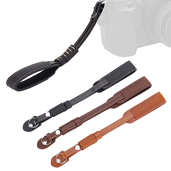 CHGCRAFT 3Pcs 3 Colors PU Leather Camera Hand Strap, Camera Wrist Strap, Mixed Color, 233x22x12.5mm, Hole: 8mm, 1pc/color