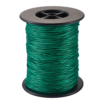 Round Elastic Cord, with Rubber inside, Green, 1mm, about 100m/roll