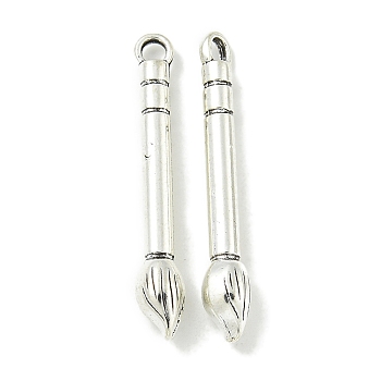 Tibetan Style Alloy Pendants, Lead Free & Cadmium Free, Writing Brush, Antique Silver, 29.5x4.5x4.3mm, Hole: 2mm