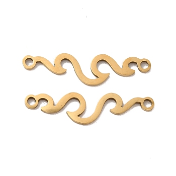 201 Stainless Steel Connector Charms, Wave Links, Golden, 6x24x1mm, Hole: 1.4mm