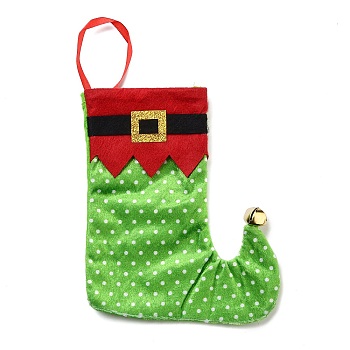 Christmas Stocking Felt Cloth & Iron Pendant Decoration, for Christmas Tree Hanging Ornaments, Green, 244~249x145~148x5~6mm