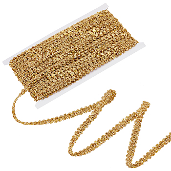Polyester Centipede Lace Ribbon, for Garment Accessories, Gold, 1/2 inch(12mm), about 19.69 Yards(18m)/Card