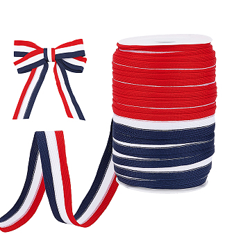Elite Tritone Polyester Ribbon, with Stripe Pattern, Flat, Colorful, 1 inch(25mm), about 40.00 Yards(36.58m)/Set