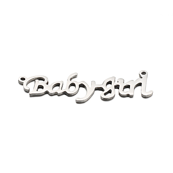 304 Stainless Steel Pendants, Word Babygirl, Stainless Steel Color, 13x41x1mm, Hole: 1mm