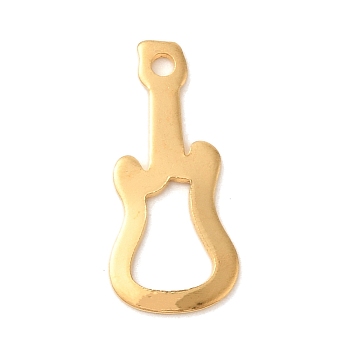 Ion Plating(IP) 304 Stainless Steel Pendants, Guitar Charm, Golden, 19x8.5x0.8mm, Hole: 1.2mm