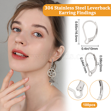 100Pcs 304 Stainless Steel Leverback Earring Findings(STAS-BBC0001-55P)-2