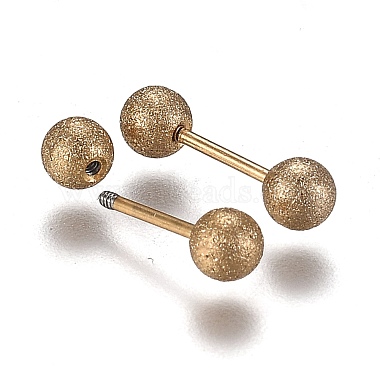304 Stainless Steel Ball Stud Earrings(EJEW-H113-01G-B)-2