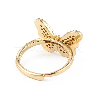 Clear Cubic Zirconia Butterfly Adjustable Ring(RJEW-L100-013G)-3