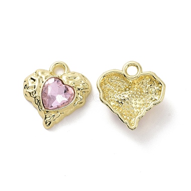 Light Gold Pearl Pink Heart Alloy+Glass Pendants