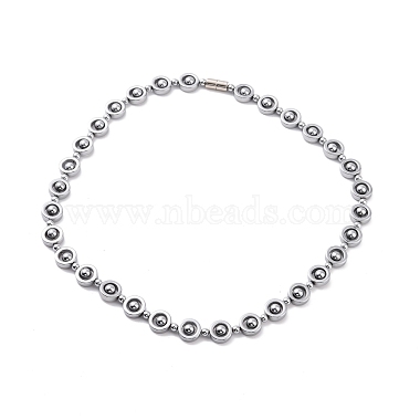 Synthetic Hematite & Brass Column Beaded Necklace with Magnetic Clasps(NJEW-G047-01)-2