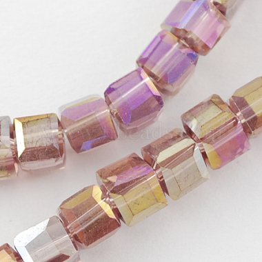 8mm Flamingo Cube Electroplate Glass Beads