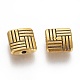 Tibetan Style Alloy Square Carved Stripes Beads(X-TIBEB-5602-AG-LF)-2