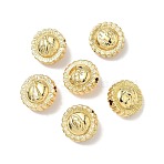 Brass Beads, Flat Round, Lead Free & Cadmium Free, Long-Lasting Plated, Real 18K Gold Plated, 12.5x7~8.5mm, Hole: 1.8mm(KK-Q068-45G)