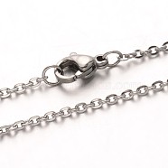 304 Stainless Steel Cable Chain Necklaces, with Lobster Claw Clasps, Stainless Steel Color, 19.7 inch(50cm)(NJEW-M124-02P)