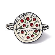 Pizza & Planet Word Enamel Pin, Food Shape Alloy Brooch for Backpack Clothes, Electrophoresis Black, Old Lace, 30.5x44x2mm(FIND-K005-38EB)