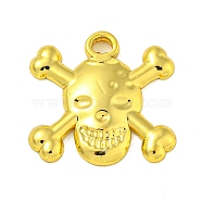 304 Stainless Steel Pendants, Skull Charm, Real 18K Gold Plated, 14.5x15x2mm, Hole: 1.6mm(STAS-Z085-12G)