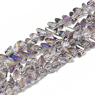 Electroplate Glass Beads Strands, Faceted Triangle, Lilac, 6x5x4mm, Hole: 1.2mm, about 88~90pcs/strand, 28~30cm(EGLA-Q103-A01)