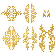 12Pcs 6 Style Auspicious Cloud Computerized Embroidery Cloth Iron on/Sew on Patches, Costume Accessories, Metallic Appliques, Gold, 47~336x103~309x0.9~1mm, 2pcs/style(DIY-GA0006-29)