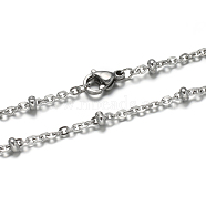 304 Stainless Steel Rolo Chains Necklaces, with Lobster Claw Clasps, Stainless Steel Color, 19.6 inch(50cm)(NJEW-O083-A-07P)