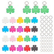 SUNNYCLUE DIY Keychain Making Kit, Including Aluminum Pendants, Stamping Blank Tag, Clover, Iron Split Key Rings, Iron Open Jump Rings, Mixed Color, Pendants: 32.5x32.5x1mm, Hole: 4mm, 20pcs/set(DIY-SC0016-99)