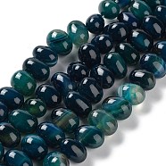 Natural Agate Beads Strands, Dyed & Heated, Egg, Prussian Blue, 12~14x9~10mm, Hole: 1.4mm, about 19~20pcs/strand, 7.48 inch(19cm)(G-G021-03B-17)