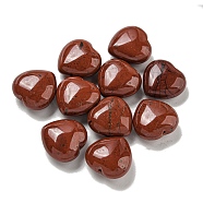 Natural Red Jasper Beads, Half Drilled, Heart, 15.5x15.5x8mm, Hole: 1mm(G-P531-A33-01)