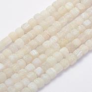 Natural Agate Beads Strands, Dyed & Heated, Cube, White, 8~10x8.5~9x8.5~9mm, Hole: 1mm, about 41pcs/strand, 14.7 inch(37.5cm)(G-G705-10mm-04)