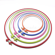Plastic 3D Adjustable Cross-stitch Ribbon Embroidery Frame Hoop, Needlework Stretch Tools, Embroidered Circles, Quilting Hoop, with Random Metal Color, Mixed Color, 9~10x125~285mm, 5pcs/set(X-TOOL-R113-02)