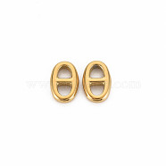 Ion Plating(IP) 304 Stainless Steel Connector Charms, Oval, Real 14K Gold Plated, 10x6.5x2mm, Hole: 2.5mm(STAS-N097-168LG)