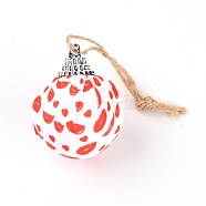 Foam Ball, with Plastic and Cloth Findings, Christmas Tree Decorations, with Hemp Rope, Round, Lip Pattern, 133mm(HJEW-WH0011-72C)