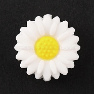 Silicone Beads, DIY Nursing Necklaces and Bracelets Making, Chewing Pendants For Teethers, Daisy, White, 19.5x8mm, Hole: 2mm(SIL-WH0001-19A)