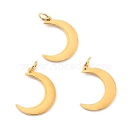 Ion Plating(IP) 316 Surgical Stainless Steel Charms, with Jump Rings, Manual Polishing, Moon, Golden, 14.5x11x0.8mm, Jump Ring: 4x0.6mm, 2.8mm Inner Diameter(STAS-L265-06G)