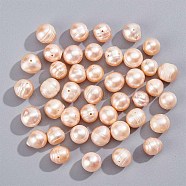 1 Strand Natural Cultured Freshwater Pearl Beads Strands, Potato, Light Salmon, 9~11x8~9mm, Hole: 0.8mm, about 41~43pcs/strand, 14 inch(35.5cm)(PEAR-NB0002-31)