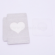Paper Folding Boxes, Empty Eyelash Packaging Box, with Clear Window, Square, Silver, 7.2x7.2x1.5cm(CON-WH0072-48J)