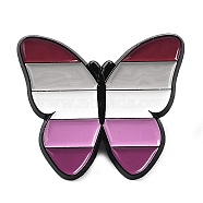 Lesbian Pride Rainbow Theme Enamel Pins, Black Zinc Alloy Brooch for Women, Butterfly, 27x30x1.5mm(JEWB-D019-04G-EB)