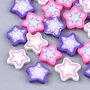 Handmade Polymer Clay Cabochons, Star, Mixed Color, 8.5~10x9~10.5x2mm(X-CLAY-S092-46)