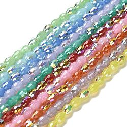 Baking Painted Glass Beads Strands, Imitation Opalite, Faceted, AB Color, Oval, Mixed Color, 4x6mm, Hole: 0.8mm, about 69pcs/strand, 16.54~16.73''(42~42.5cm)(DGLA-D001-02)