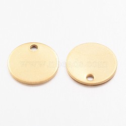 Ion Plating(IP) 304 Stainless Steel Charms, Stamping Blank Tag Pendant, Flat Round, Golden, 12x1mm, Hole: 1.4mm(X-STAS-K112-01G)