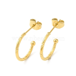 Vacuum Plating 304 Stainless Steel Ring Stud Earrings, Half Hoop Earrings for Women, Golden, 15x1.3~2.3mm(EJEW-D057-02A-G)