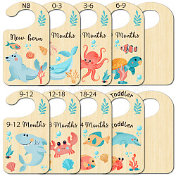 Wooden Baby Closet Divider, Hanging Organizer Signs, Mixed Shapes, 180x100x2.5mm, 10pcs/set(WOOD-WH20004-005)