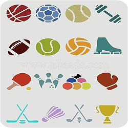 Plastic Reusable Drawing Painting Stencils Templates, for Painting on Fabric Tiles Floor Furniture Wood, Rectangle, Sports Themed Pattern, 297x210mm(DIY-WH0202-339)