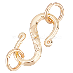 20Pcs Brass S-Hook Clasps, Long-Lasting Plated, with 40Pcs 304 Stainless Steel Open Jump Rings, Real 18K Gold Plated, S-Hook Clasps: 13.5x8x3mm(FIND-BBC0002-80)