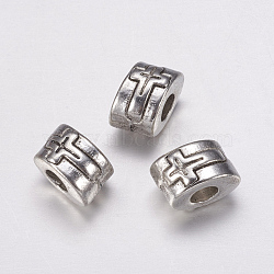 Alloy European Beads, Cadmium Free & Lead Free, Antique Silver Color, Tube, about 7mm wide, 11mm long, 9mm thick, hole: 4mm(E465-S)