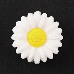 Silicone Beads, DIY Nursing Necklaces and Bracelets Making, Chewing Pendants For Teethers, Daisy, White, 19.5x8mm, Hole: 2mm(SIL-WH0001-19A)