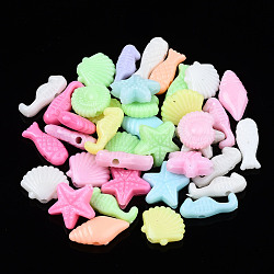 Opaque Acrylic Beads, Mixed Color, 5~11x10~15x3.5~4.5mm, Hole: 1.6mm, about 2700pcs/500g(MACR-S272-52)