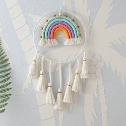 Rainbow Cotton Tassel Tapestry, Home Decotations, Wall Decoration, Pale Green, 470x250mm(PW-WG41892-10)